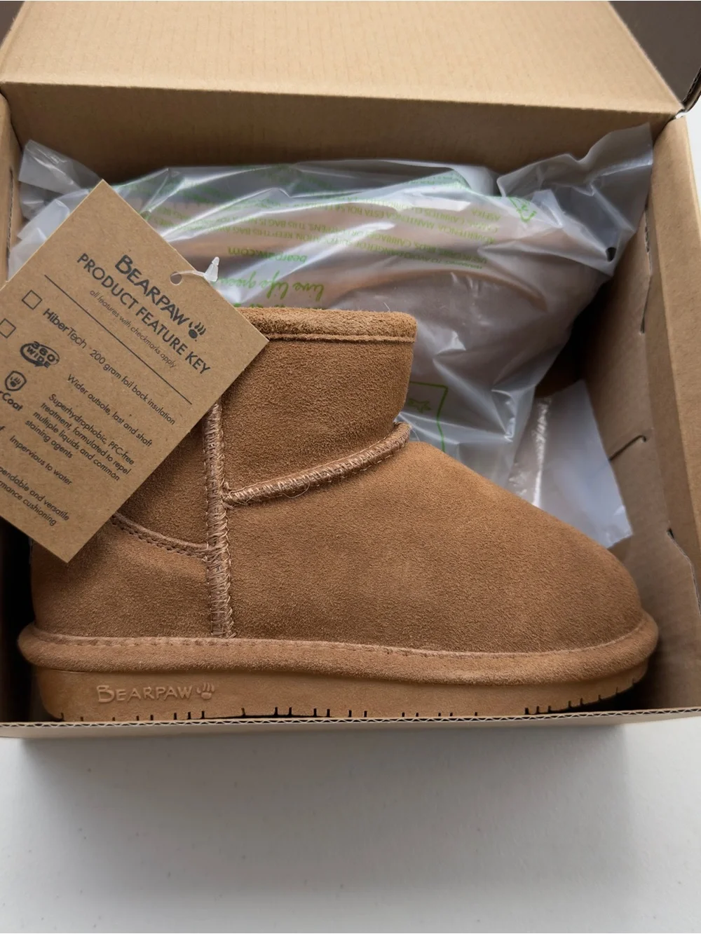 NWT Bearpaw Briella Toddler Boots Size 12 Hickory Sheepskin Wool Lined